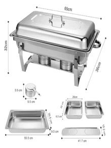 Chafer Buffet Banquete Rectangular Acero Inoxidable 2 Division - Gris - Ver 3