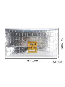 1 Miếng Chất rắn Tối giản Và Thanh lịch Đá hoa văn Đập nhẹ Túi xach tay - Bạc - Xem 2