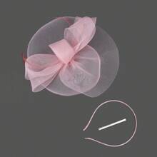 1頂裸色女士復古花飾帽,頭帶羽毛網紗,適用於茶會婚禮鴨舌帽頭飾