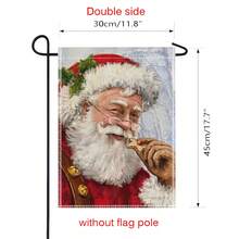 1pc可愛的聖誕老人花園旗幟,現代粗麻布垂直雙面迎賓家庭旗幟,適用於聖誕冬季庭院室外裝飾(不含旗杆)