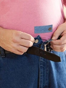 1pc Elastic Pants Extender With Hook For Lengthening Trousers, Universal Size Adjuster - Blue - View 2
