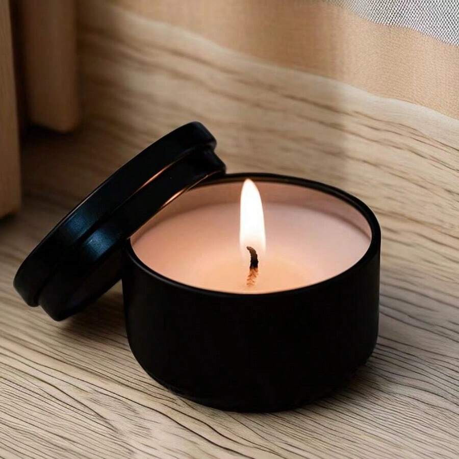 1 支旅行裝罐裝香氛蠟燭,無菸大豆蠟,適用於家居香氛 - 黑色 - 查看 1
