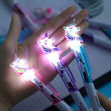 1pc Unicorn Light Up Ballpoint Pen (random Color) - Multicolor - View 3