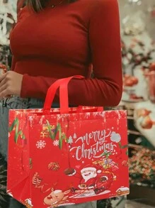4入組/袋不織布聖誕禮品袋,帶手柄 - 彩色 - 查看 5