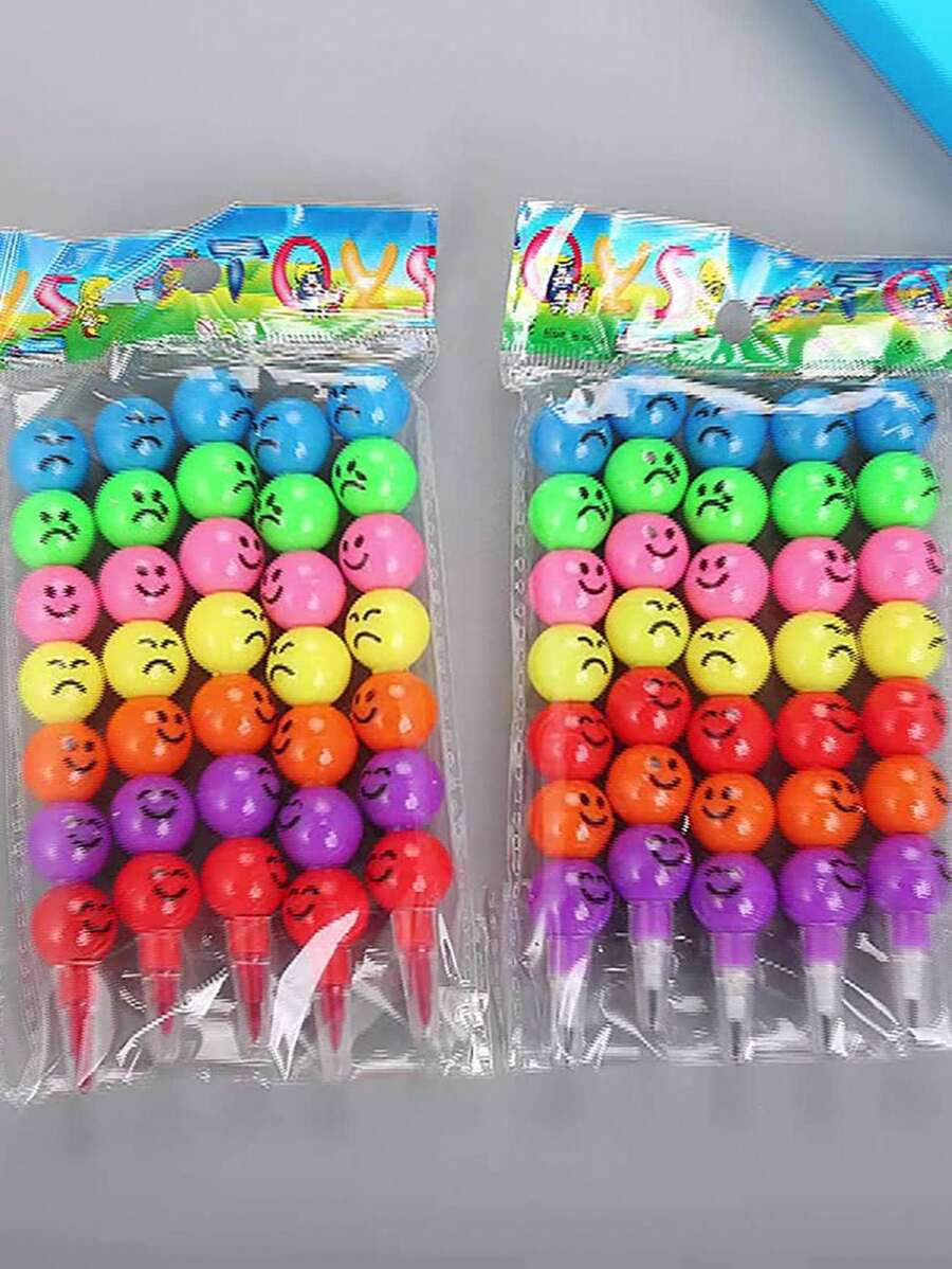 Creative 7-Section Candied Haws Expression Face Pencil Student Free Sharpening Pencil Random 1pc Back To School - Multicolor - View 1