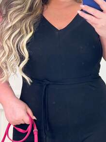 Plus Size Jumpsuits - màu đen - Xem 2