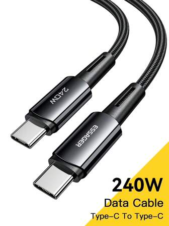 ESSAGER Sager 240W Super Fast Charge Type-C 67W Cable Quick Charge USB Cable 6A Compatible With Redmi K50 Note 11Pro Black Shark 5Pro Compatible With IPhone 16, 16 Pro Max, 15, 15 Plus, 15 Pro, 15 Pro Max,Compatible With Xiaomi, Compatible With OnePlus Type C Nan Fast Charging