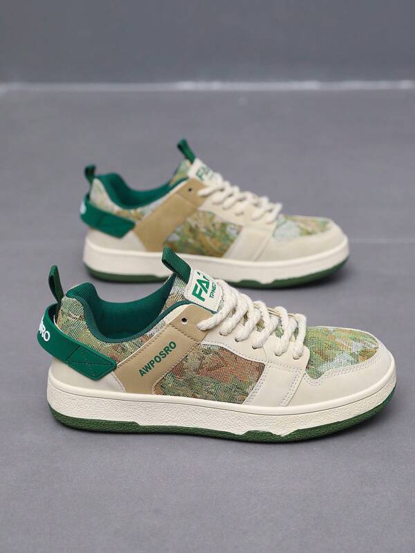 Abstract Forest Oil Painting Canvas Shoes, Comfortable Casual Lightweight Outdoor Hiking Skateboard Sneakers, Niche Design Couples Shoes