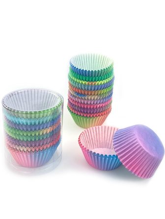 200/100/300 件烘焙纸杯蛋糕衬垫，纸杯蛋糕纸托，耐热家居和烘焙店使用，防油烘焙杯，多色