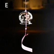 1 pezzo Campana a vento in vetro dipinto, stile giapponese carino, ornamento, ciondolo, decorazione per casa, arredamento stanza, decorazione parete