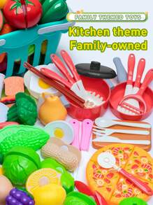 Set de 13 piezas de juguetes de comida para cortar, juego de cocina para niños, frutas y verduras de juguete con canasta de almacenamiento, juguete educativo para niños y niñas (algunas piezas se envían al azar)