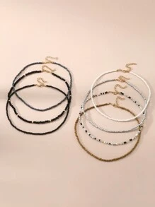 NAIZHU 7 件波西米亚风格串珠项链套装，混合颜色 - 彩色 - 查看 3