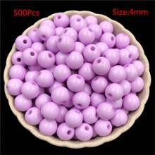 500pcs/pack 4mm Acrylic Solid Color Beads, Candy-colored, With Straight Holes For Diy Beading - 500pcs/4mm - View 11