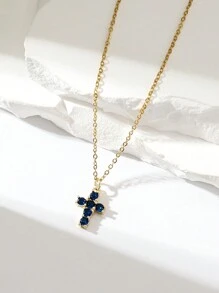 Hihho 1 buc. Colier în formă de cruce în stil de lux pentru femei/bărbați, cadou perfect și accesorii pentru purtarea zilnică, hip hop sau stil american - Multicolor - Vizualizare 8