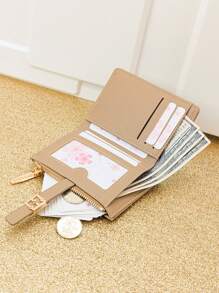 MINGYOU Short Snap Minimalist Wallet, Young Women's Fashion PU Zipper Wallet Card Holder