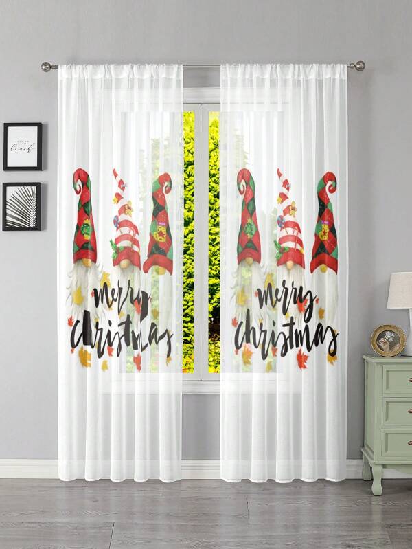 1入組聖誕節圖案數字印花窗紗