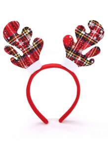 1 pieza Diadema de mujer con diseño de ciervo con cuernos de copo de nieve no tejido en color rojo, elegante y adorable, adecuada para disfraz de Navidad o uso diario