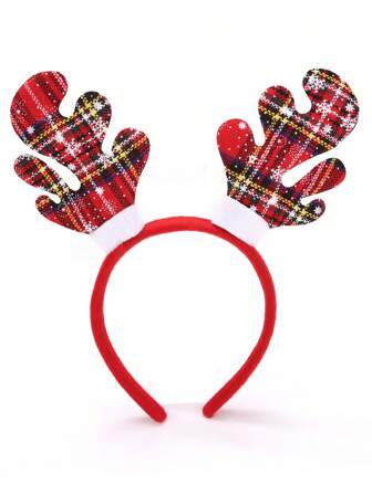 1pc Women's Red Creative Snowflake Non-Woven Deer Horn Headband, Fashionable & Cute, Suitable For Christmas Costume, Daily Wear