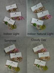 18pairs/Set Faux Pearl Decor Hoop Earrings - Multicolor - View 4