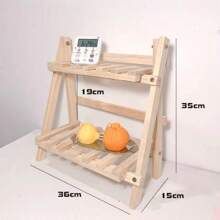 Double-layer Wooden Desk Organizer, Natural Wood Double-layer Desktop Storage Rack For Dormitory, Bedroom And Office - White - View 6