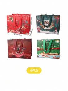 4入組/袋不織布聖誕禮品袋,帶手柄 - 彩色 - 查看 6
