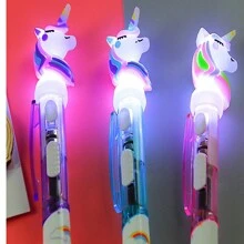 1pc Unicorn Light Up Ballpoint Pen (random Color) - Multicolor - View 1