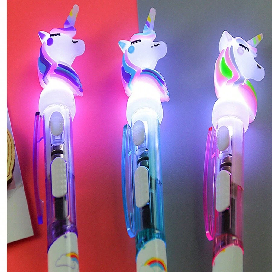 1pc Unicorn Light Up Ballpoint Pen (random Color) - Multicolor - View 1