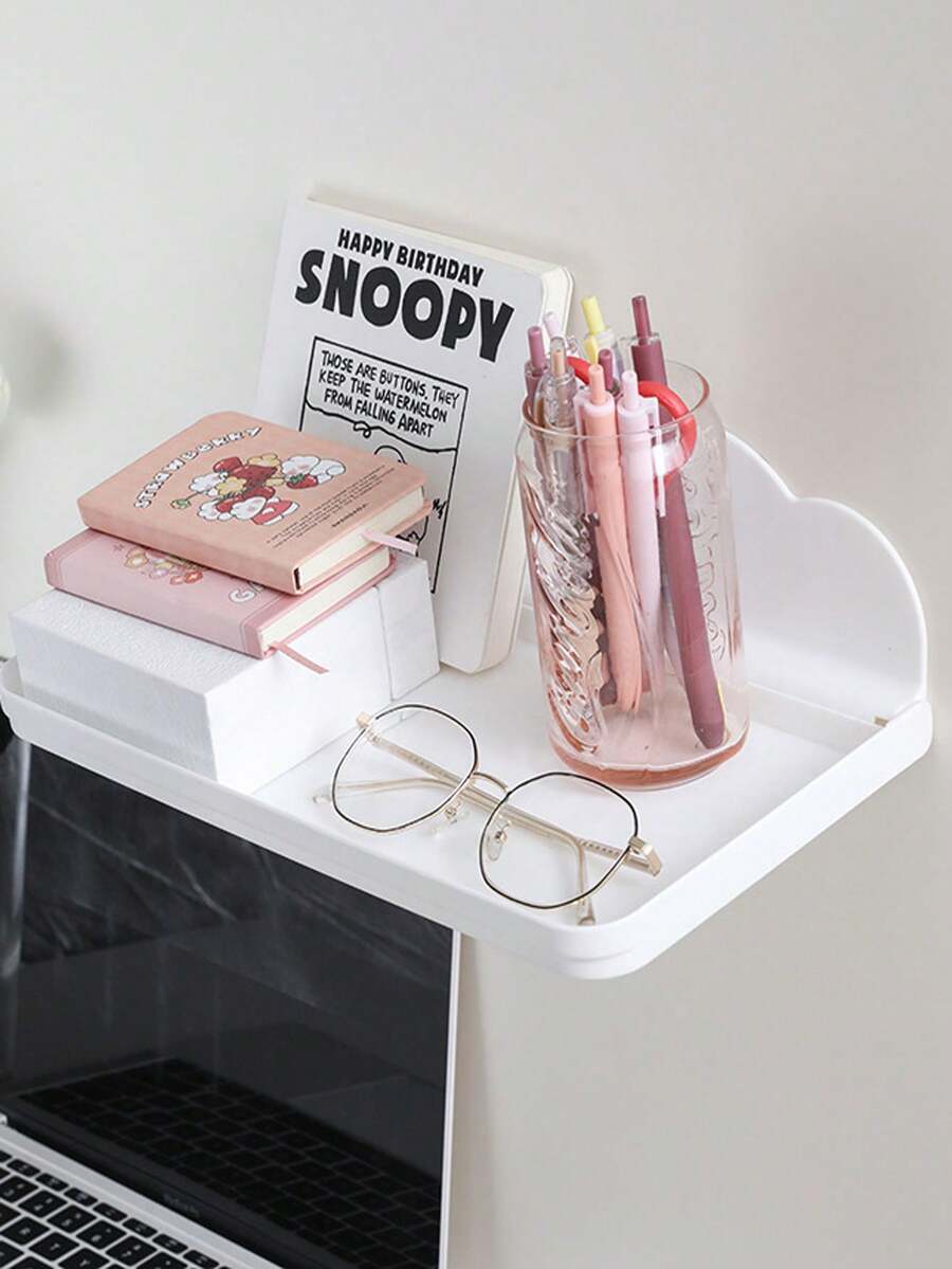 1pc Wall-mounted Foldable Storage Rack, Multi-functional Organizer For Bathroom, Kitchen, Etc. - White - View 1