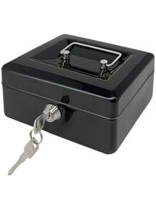 1 pièce Boîte à argent en acier medium avec plateau à monnaie, boîte de verrouillage, meilleur cadeau