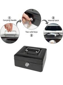 1 pièce Boîte à argent en acier medium avec plateau à monnaie, boîte de verrouillage, meilleur cadeau