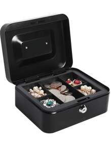 1 pièce Boîte à argent en acier medium avec plateau à monnaie, boîte de verrouillage, meilleur cadeau
