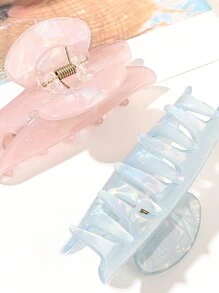 2 件粉色和天蓝色醋酸纤维和大号大理石图案半圆形发夹，适合女士优雅发型设计，适合派对、茶会和舞会休闲，粉色配饰爪夹发夹发夹发夹发夹发夹秋冬发饰女士度假装扮女士