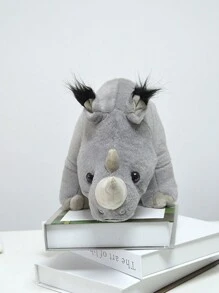 1pc Realistic Rhinoceros Plush Toy Stuffed Animal - Grey - View 2