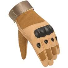 1pair Full Finger Motorcycle Gloves With Protective Shell For Knuckles, Outdoor Sports Riding Motorbike - Khaki - View 1