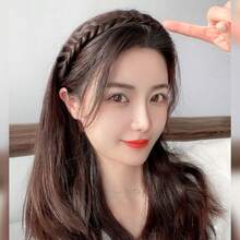 1條魚骨辮狀假髮發帶,捲曲編織髮箍,牙齒防滑髮箍,適用於女性派對裝飾頭飾