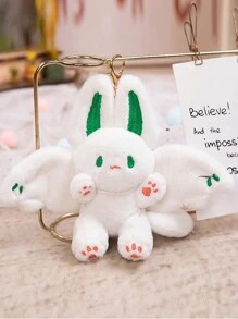 1 件毛绒蝙蝠兔钥匙扣娃娃，可爱蝙蝠毛绒动物吊坠，儿童毛绒玩具生日和圣诞节礼物 - 白色 - 查看 3