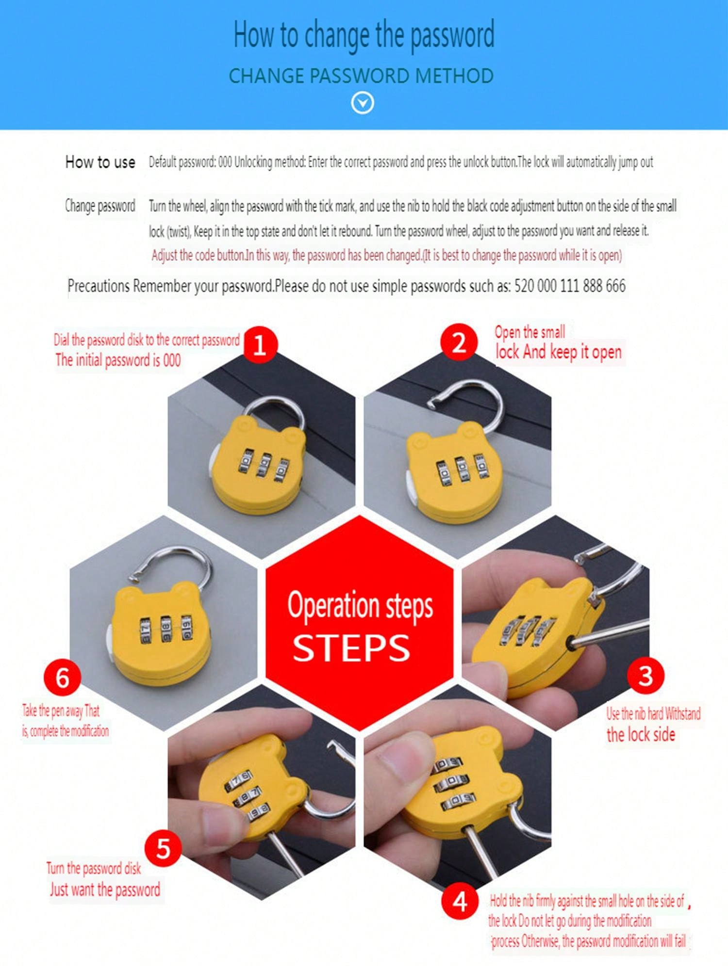 1pc Random Color Combination Lock Passwords, Luggage Locks Suitcase