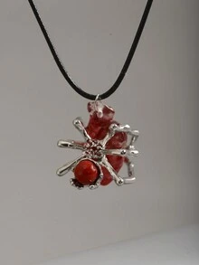 1條女士萬聖節吸血鬼心形蜘蛛吊墜新娘項鍊