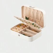 1pc Simple Flip Travel Double-layer Jewelry Box For Rings, Necklaces, Earrings, Portable Storage Case With Display Function - Baby Blue - View 5