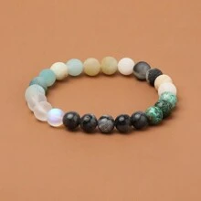 4mm/8mm天然能量亞馬遜石、玫瑰石英、紅輝石手環,彈性手環女士珠寶男士手環