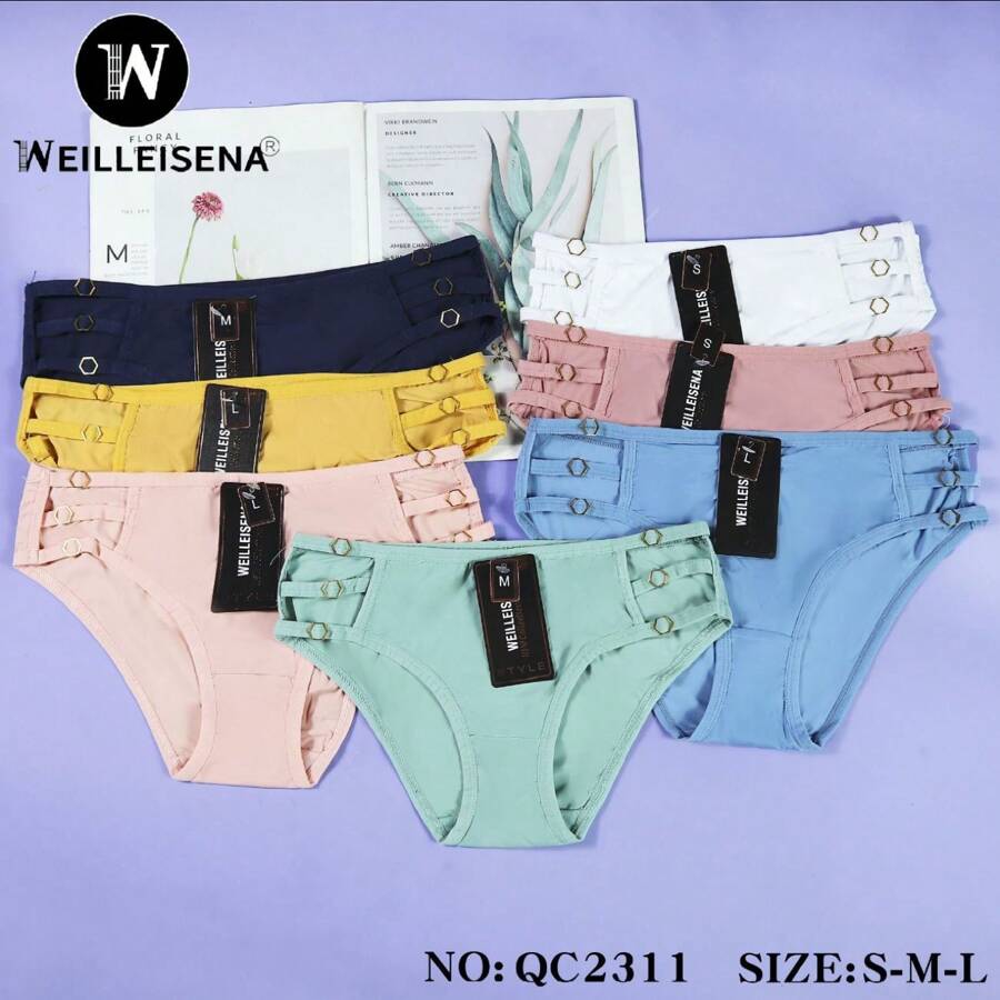 Calzones para Mujer con tiras en los costados 3 piezas con pequeñas hebillas color dorado, bragas muy lindas y sexys. - Multicolor - Ver 1