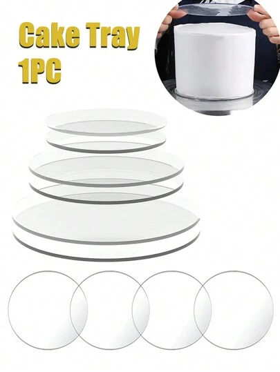 1片圓形亞克力蛋糕顯示板,diy圓形裝飾托盤