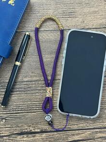 1 件實心編織時尚手機掛繩、男士、女士、青少年腕帶；與大多數智慧型手機相容。生日和聖誕節送給朋友的理想禮物 - 紫色 - 查看 5