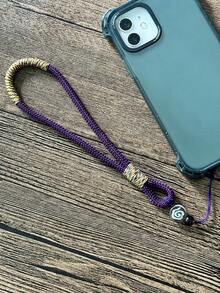 1 件實心編織時尚手機掛繩、男士、女士、青少年腕帶；與大多數智慧型手機相容。生日和聖誕節送給朋友的理想禮物 - 紫色 - 查看 4