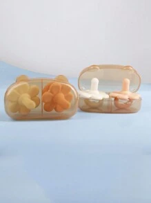 2 件裝奶嘴盒,每個可容納 2 個奶嘴,適合寶寶旅行,透明棕色 - 棕色 - 查看 1