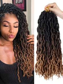 1-6 paquetes de cabello trenzado sintético estilo dreadlocks africanos con raíces degradadas tipo diosa - Multicolor - Ver 3