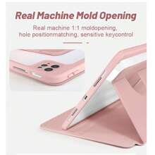 720 度旋转保护支架保护套透明背面带铅笔架兼容 iPad Pro1/2/3/4/5/6 代 11 英寸 12.9 英寸 iPad Air4/5 代 iPad10 代 10.9 英寸 iPad7/8/9 代 10.2 英寸 iPad Air1/2 iPad5/6 代 9.7 英寸支架三折保护套带柔软 TPU+透明 PC 外壳防弯曲 - 淺粉色 - 查看 6