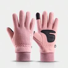 1 Par, Guantes Cálidos De Terciopelo Unisex, Guantes Cortos Antideslizantes Para Pantalla Táctil, Guantes Deportivos Especiales Impermeables Y Resistentes Al Frío Para Ciclismo Al Aire Libre En Otoño E Invierno, Guantes De Felpa Con Dedos Cruzados Engrosados