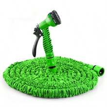 柔性花园软管 - 轻质可拉伸水管，配有 7 个功能喷嘴，适合清洗，有蓝色和绿色可供选择，园艺工具，园艺工具 - 綠色 - 查看 1