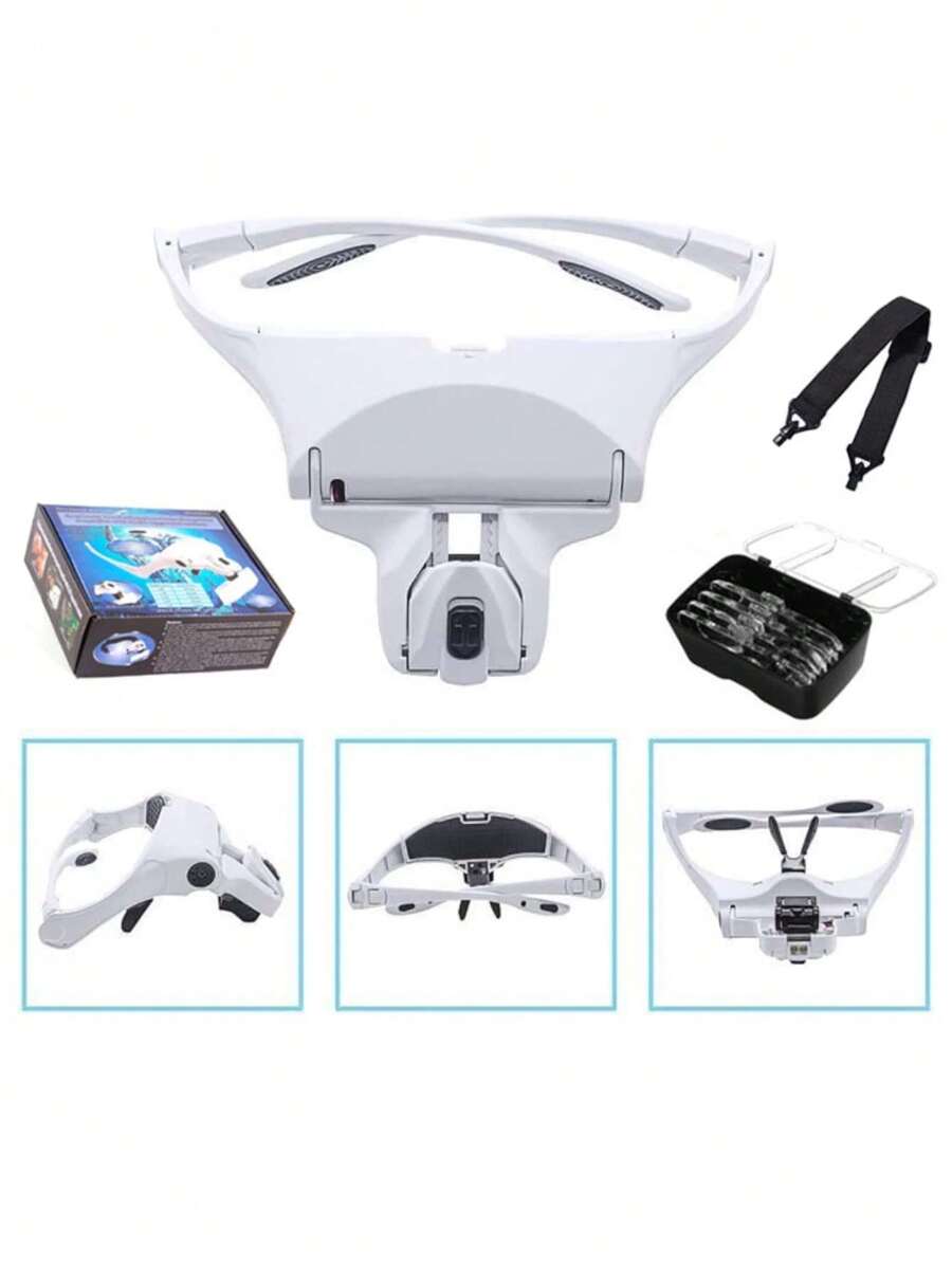 LENTES LUPA CON LUZ LED Y AUMENTO AJUSTABLE PESTAÑAS MICROBLADING MANUALIDADES - Blanco - Ver 1